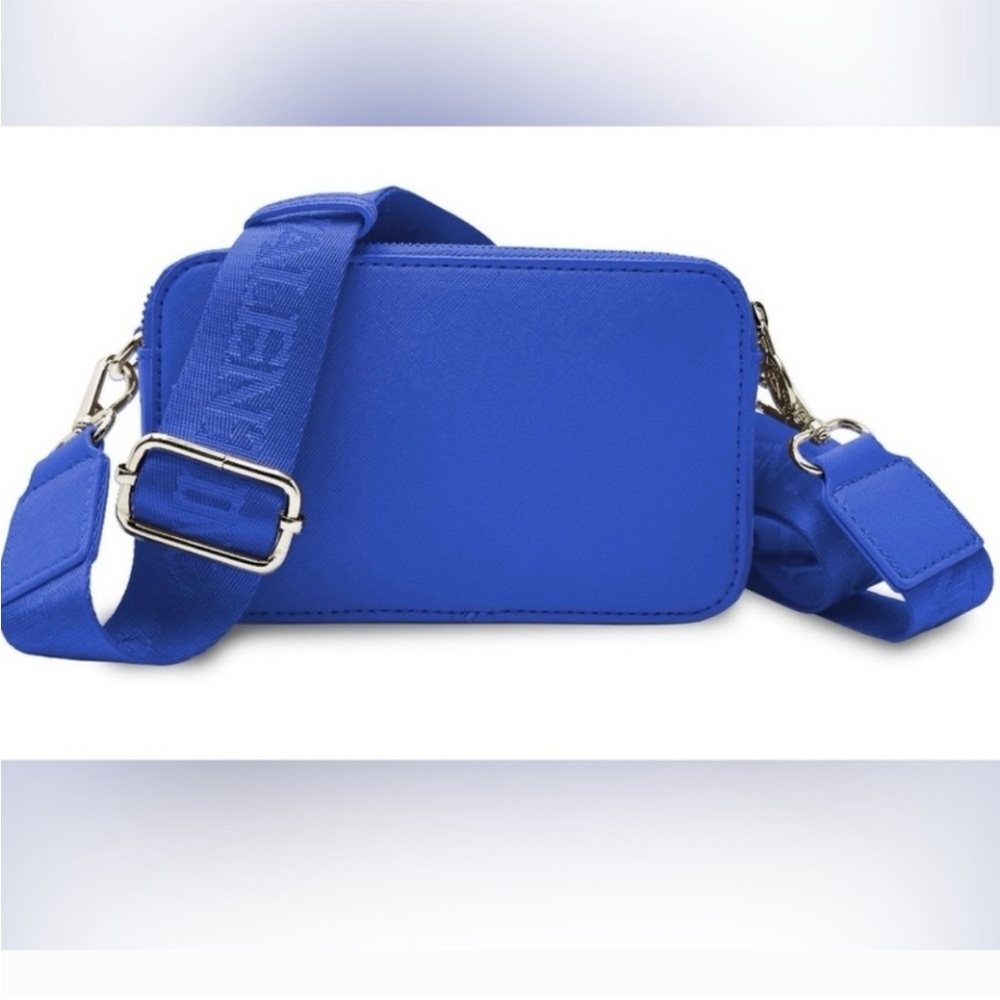Valentino- NWT! Orlandi Blue Crossbody Bag w/ Guitar Strap- Vegan Leather - Picture 2 of 8